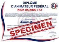 Diplome d'animateur fédéral Boxe libre boxe anglaise K1 K-1 Kick boxing et self défense