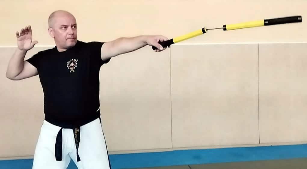 Entraînement de nunchaku avec un maître d'arts martiaux